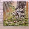 TROMPETENPILZE - idyllisches Acrylgemälde mit Pilzen im Moos auf Leinwand 40cmx40cm Bild 2