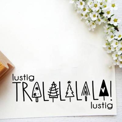 Weihnachtsstempel "lustig lustig tralalalala" für Geschenketiketten, Geschentüten, Weihnachtspost oder Weihnachtgeschenke