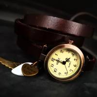 Armbanduhr, Wickeluhr, Lederuhr, echt Leder,  Vintage-Stil Bild 1