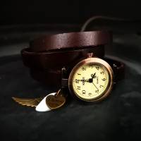 Armbanduhr, Wickeluhr, Lederuhr, echt Leder,  Vintage-Stil Bild 3