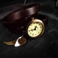 Armbanduhr, Wickeluhr, Lederuhr, echt Leder,  Vintage-Stil Bild 4