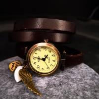 Armbanduhr, Wickeluhr, Lederuhr, echt Leder,  Vintage-Stil Bild 6