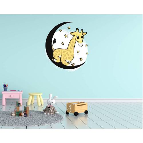 Top Wandtattoo Giraffe mit Mond für das Kinderzimmer, Spielzimmer,konturgeschnitten in 5 Größen ab 25 cm B x 30 cm H