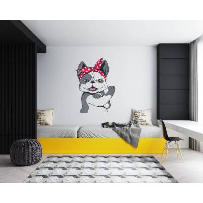 Super Wandtattoo Bulldog Mädchen für das Kinderzimmer, Spielzimmer,konturgeschnitten in 10 Größen ab 40 cm B x 25 cm H