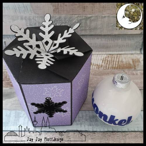 Plotterdatei Schneeflocken-Box für Christbaumkugeln mit 6 cm Durchmesser