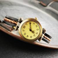 Armbanduhr, Lederuhr, Uhr, Damenuhr, bronzefarben, Leder, Länge und Verschluss wählbar Bild 1
