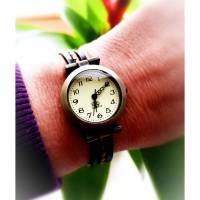 Armbanduhr, Lederuhr, Uhr, Damenuhr, bronzefarben, Leder, Länge und Verschluss wählbar Bild 2