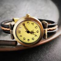 Armbanduhr, Lederuhr, Uhr, Damenuhr, bronzefarben, Leder, Länge und Verschluss wählbar Bild 4