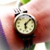 Armbanduhr, Lederuhr, Uhr, Damenuhr, bronzefarben, Leder, Länge und Verschluss wählbar Bild 5
