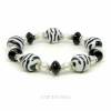 Schmuckset "Zebra Ball" Kette, Armband und Ohrringe, schwarz-weiß/pearl, versilbert, Magnetverschluss Bild 4