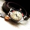 Armbanduhr,Wickeluhr,Schnallenverschluss, echt Leder, Zuchtperle Bild 2
