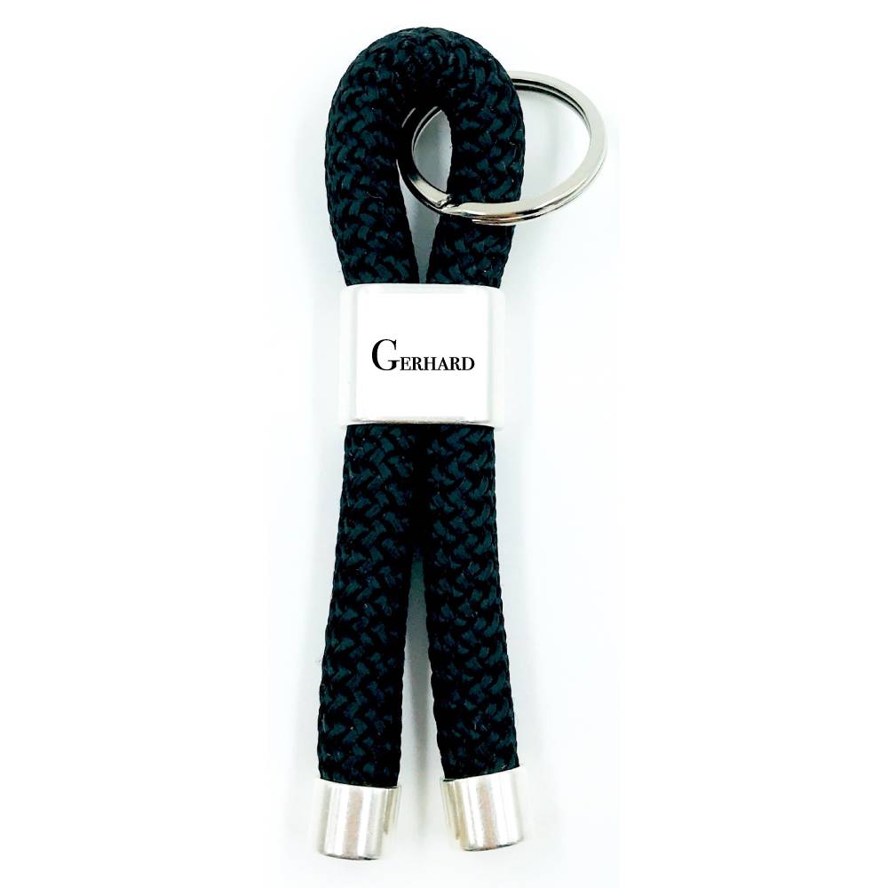 Schnecke Schlüsselanhänger personalisiert mit Namen in Blau/Grau