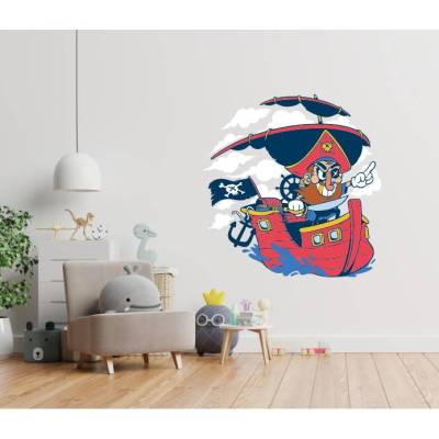 Liebevolles Wandtattoo Piraten für das Kinderzimmer, Spielzimmer,konturgeschnitten in 6 Größen ab 20 cm B x 20 cm H