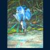 Eisvogel beim Fischen Aquarellbild handgemalt 35 x 24 cm Hochformat Bild 2