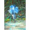 Eisvogel beim Fischen Aquarellbild handgemalt 35 x 24 cm Hochformat Bild 3