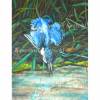 Eisvogel beim Fischen Aquarellbild handgemalt 35 x 24 cm Hochformat Bild 5