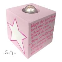 Teelichthalter/Kerzenwürfel/Teelichtwürfel aus Holz Schutzengel rosa Bild 2
