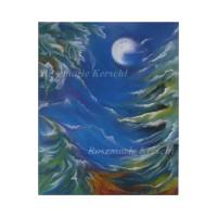 Sturmnacht Pastellkreidebild handgemalte Landschaft 30 x 40 cm in Hochformat Bild 1