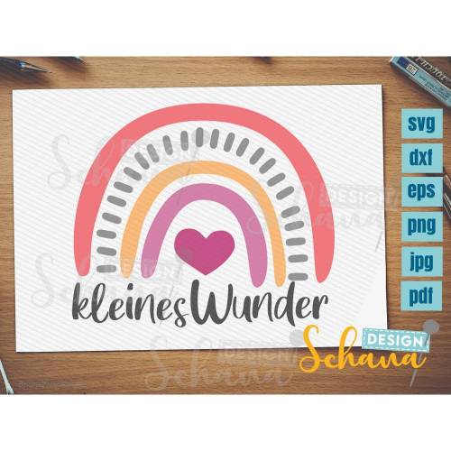 Plotterdatei für Babys kleines Wunder mit Regenbogen Var.2 SVG DXF PNG eps pdf jpg Digistamp Clipart Wandsticker Bügelbild Baby und Kinder