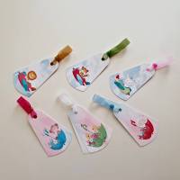 6 niedliche Geschenkanhänger für Kinder, zweilagig, Set Regenschirm/ Flugzeug Bild 1