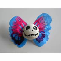 Brosche Skull  Schmetterling  Stoff Totenkopf  blau pink Bild 1