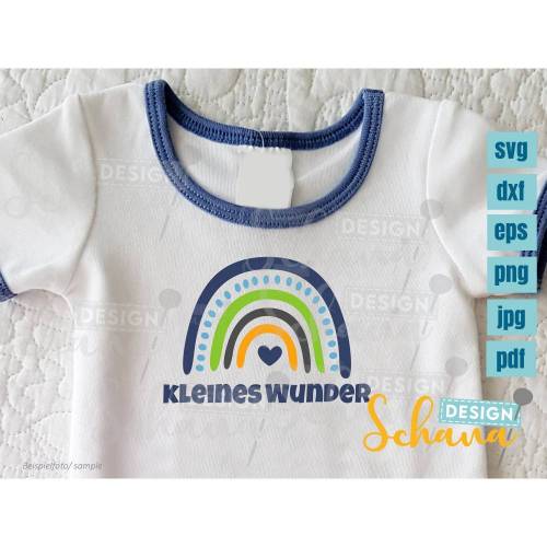 Plotterdatei für Babys kleines Wunder mit Regenbogen Var.1 SVG DXF PNG eps pdf jpg Digistamp Clipart Wandsticker Bügelbild Baby und Kinder