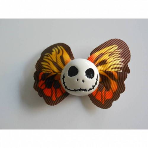 Brosche Skull  Schmetterling  Stoff Totenkopf  braun gelb