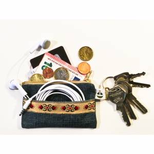 Upcycling  Jeans-Geldbörse, Kreditkartentasche, Schlüsseletui, Kopfhöhrertasche