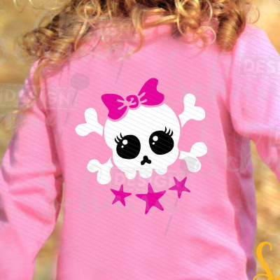 Emo Punk Totenschädel für Girls für Mädchen süßer Sugar Skull für Mundschutz EPS SVG DXF png  Wandsticker - Plotter - Bügelbild Plotterdatei