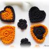 8-teiliges Häkelset Herzen und Streublümchen - Tischdeko,Streudeko zu Halloween - orange,schwarz Bild 2