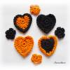 8-teiliges Häkelset Herzen und Streublümchen - Tischdeko,Streudeko zu Halloween - orange,schwarz Bild 3