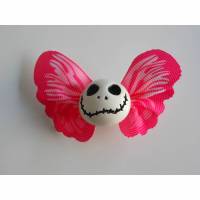 Brosche Skull  Schmetterling  Stoff Totenkopf pink rosa Bild 1