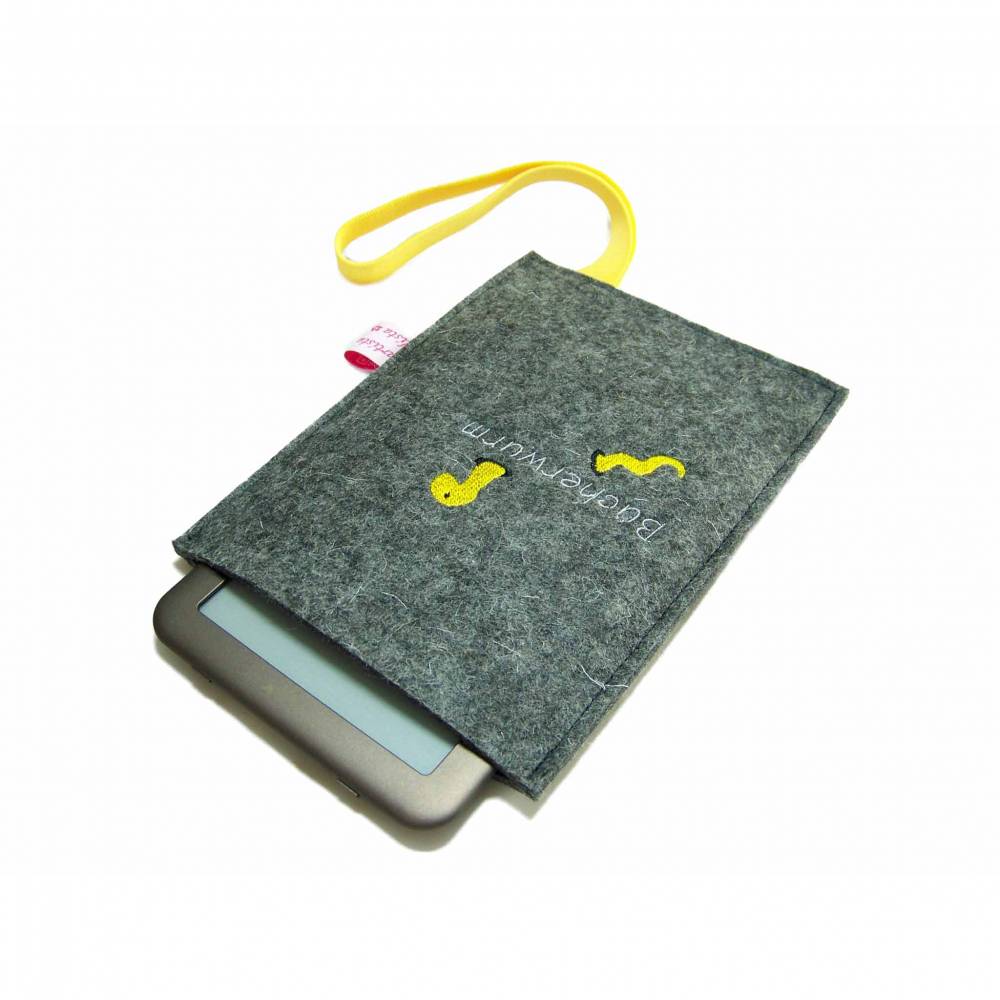 Handmade aufklappbare eReader eBook Reader Tablet Hülle Leseratte Wollfilz Filz inkl Stickerei Maßanfertigung 