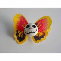 Brosche Skull  Schmetterling  Stoff Totenkopf gelb Bild 1