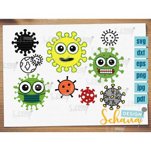 Plotterdatei Virus Corona Covid-19 svg dxf png jpg pdf  eps Plotterdatei audrucken Digistamp corona digital paper pandemie Maske Bügelbild