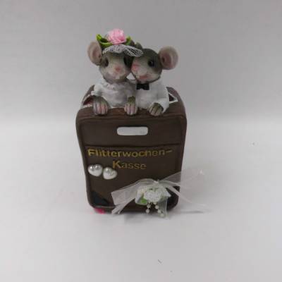 Mäuse - Spardose - Geldgeschenk Hochzeit Geld schenken - Flitterwochen Koffer Geschenkidee