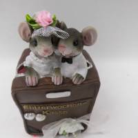 Mäuse - Spardose - Geldgeschenk Hochzeit Geld schenken - Flitterwochen Koffer Geschenkidee Bild 3