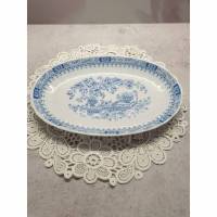 Vintage kleine ovale Platte, Porzellan, blaues Muster Bild 1