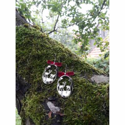 Ohrringe "Hirschszenerie" in silberfarben