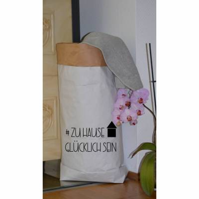 Papiersack - Paperbag "#zuhause glücklich sein" - zur Aufbewahrung von allem was gerade keinen Platz hat und ein toller Eyecatchter