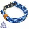 Leine Halsband Set verstellbar dunkelblau blau weiß, mit Leder und Schnalle Bild 6