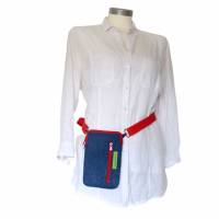 Jeanstasche "Karo" praktische Umhängetasche, Gürteltasche, Gassi-Tasche, Schultertasche, Handytasche zum umhäng Bild 9