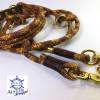 Leine Halsband Set verstellbar braun hellbraun karamell gold Glitzer, mit Leder und Schnalle Bild 3