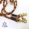 Leine Halsband Set verstellbar braun hellbraun karamell gold Glitzer, mit Leder und Schnalle Bild 7