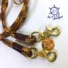Leine Halsband Set verstellbar braun hellbraun karamell gold Glitzer, mit Leder und Schnalle Bild 8