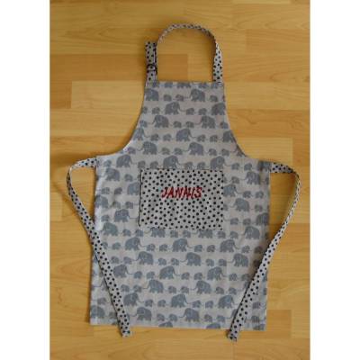 Kinderschürze / Küchenhelferset - Elefanten - auf Wunsch personalisiert