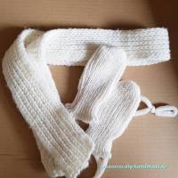 Vintage, Baby weiße Handschuhe Größe 1 und ein handgestrickter weißer Baby Schal Bild 1
