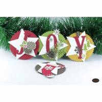 Geschenkanhänger Geschenkaufleger 4-er Set JOY Weihnachten Kartenaufleger Embellishments Bild 1