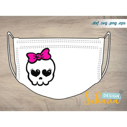Emo Punk Totenschädel für Girls für Mädchen süßer Sugar Skull für Mundschutz EPS SVG DXF png  Wandsticker - Plotter - Bügelbild Plotterdatei