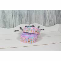 Ripsband Eis Eistüten Pastell Bunt 25mm Ribbon Band Borte Nähen Basteln Dekorieren Verzieren Mädchen Bild 1